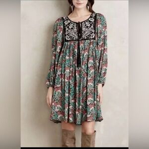 Anthropologie Floreat large dress flowy oversized floral long sleeve
